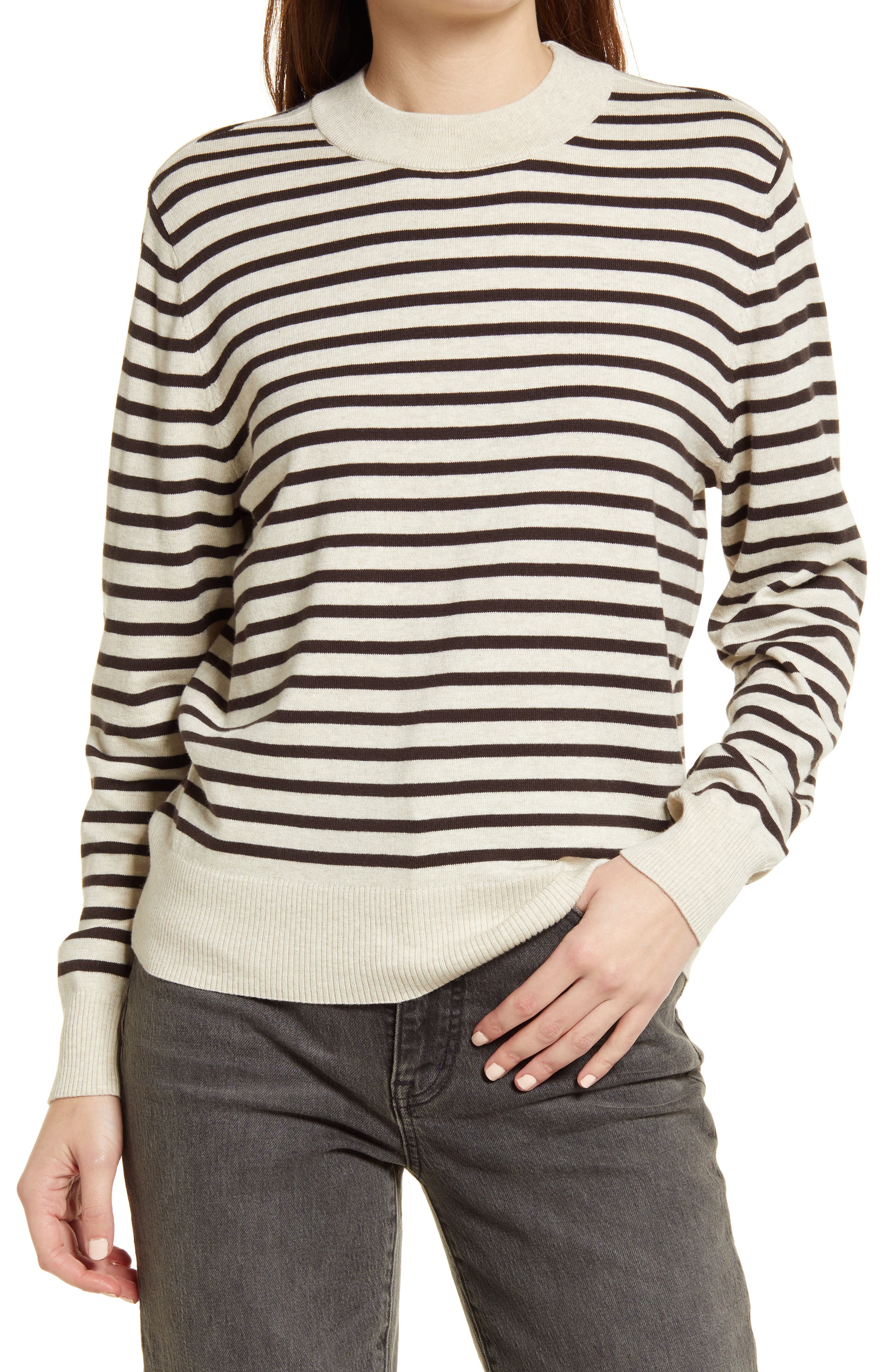Sweater Women fashion New Sweet Rainbow stripe Round collar Long sleeves sweater